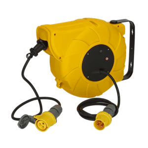 Brennenstuhl Automatic Cable Reel 110v 16A - 16 Metre Cable 4007123622580. Picture of the front at an angle