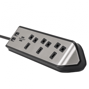 1153593410 - 4007123671427 - Brennenstuhl Estilo Corner Extension Lead With USB - Stainless Steel - Black