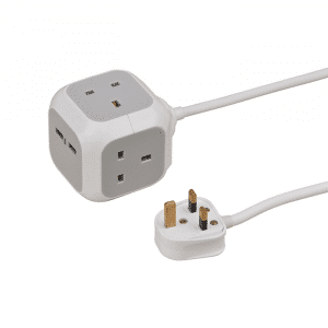Brennenstuhl Extension Lead Cube 3 Gang and 2 USB Ports 3 Metre Heavy Duty Extension Cable - MPN 1150103 - EAN 4007123648276