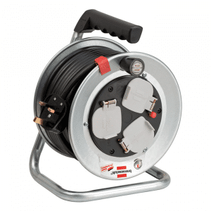 Brennenstuhl Steel Cable Reel 15 Metre Heavy Duty Extension Cable - 3 Gang Compact Cable Reel - Rustproof - MPN 1072933 - EAN 4007123662531