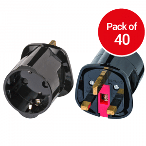 Brennenstuhl Travel Plug Travel Adapter - Europe to UK Plug - 2 Pin to 3 Pin Pack of 40 - 1508533 - 4007123189731