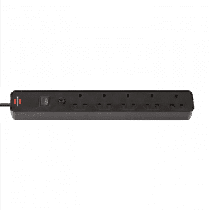 Brennenstuhl 5 Gang Extension Lead - 1.5 Metre Heavy Duty Cable - On Off Switch - Black - 1153253000 - 4007123651399