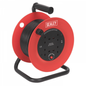 Sealey Cable Reel 25m 4 x 230V 1.5mm Heavy-Duty Thermal Trip - CR25/1.5 - 5024209117937