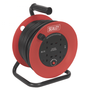 Sealey Cable Reel 25m 4 x 230V 2.5mm Heavy-Duty Thermal Trip - CR22525 - 5051747488182