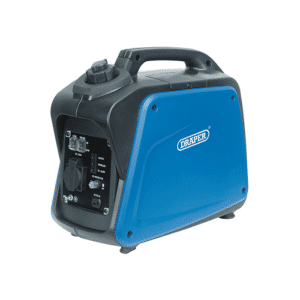 95196 - DGI1200DI - 5059482032288 - Draper Petrol Inverter Generator 1000W. Image of the product from the front at a slight angle so can see the functions