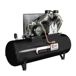 06297 - 5012713062973 - SIP ISBD15/500 Industrial Electric Compressor. A picture of the front of this compressor at a slight angle so that you can see also one end