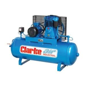 2081380 - 5016086231806 - Clarke SE25C200 WIS 23cfm 200 Litre 5.5HP Air Compressor 400V. A picture of the front and one side