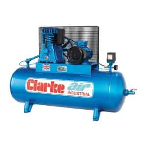 2092360 - 5016086254379 - Clarke XE36C200 WIS 30cfm 200 Litre 7.5HP Industrial Air Compressor 400V. An image of the front and side
